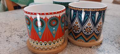 3 vasetti ceramica per piante 