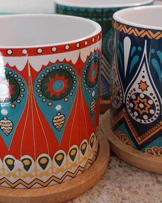 3 vasetti ceramica per piante 