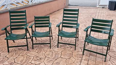4 sedie da giardino in metallo pieghevoli