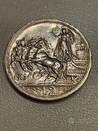 Moneta 2 Lire Regno d’italia ”Quadrica Briosa”