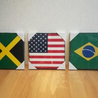 3 Quadri Bandiere 25x25cm