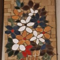 quadrino con fiori, ceramica a mosaico 