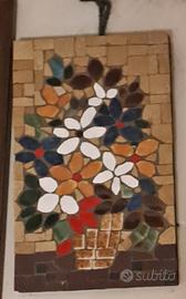 quadrino con fiori, ceramica a mosaico 