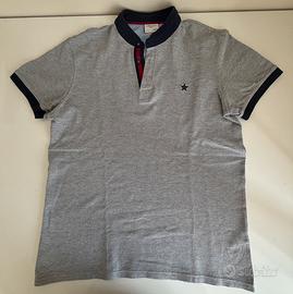 t-shirt a manica corta con colletto alla coreana