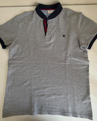 t-shirt a manica corta con colletto alla coreana