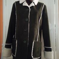 Giacca imitazione scamosciato verde oliva e bianco