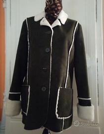 Giacca imitazione scamosciato verde oliva e bianco