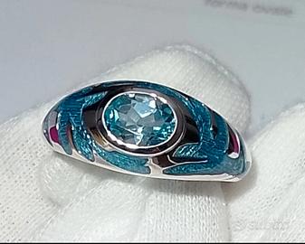 anello argento 925 topazio blu 