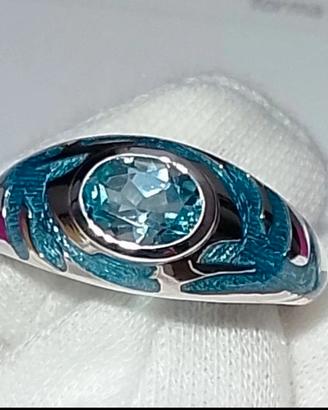 anello argento 925 topazio blu 