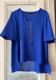 Blusa a maniche corte con cerniera frontale, Zara