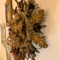 Plafoniera vintage in ferro battuto dorato