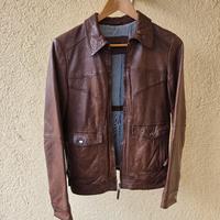 giubbotto marrone in pelle donna