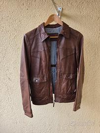 giubbotto marrone in pelle donna