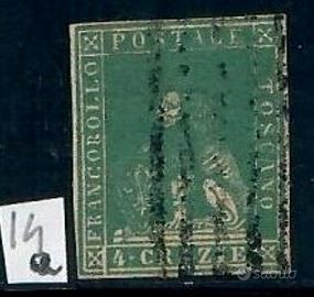 TOSCANA 4 CRAZIE VERDE GIALLASTRO FILIGRANA " O "