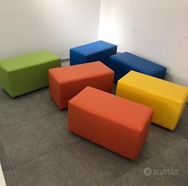 Pouf colorato rettangolare a due sedute 40x80x40H