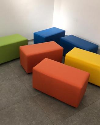Pouf colorato rettangolare a due sedute 40x80x40H