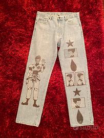 Jeans streetwear con grafica di Hisoka