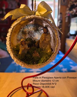 Palla Natalizia in Plexiglass Aperta con Presepe