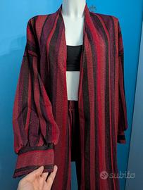 Completo donna elegante rosso bordeaux a righe