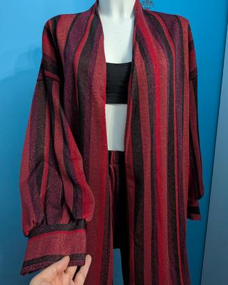 Completo donna elegante rosso bordeaux a righe