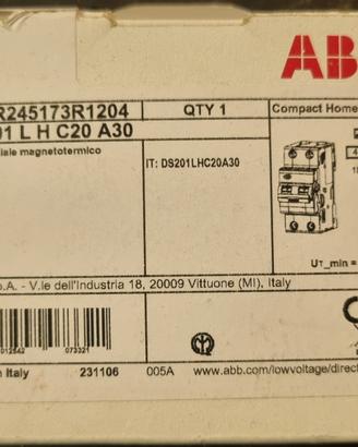 Magneto Differenziale ABB DS201 L H C20 A30