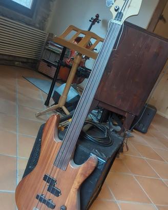 Basso elettrico fretless artigianale