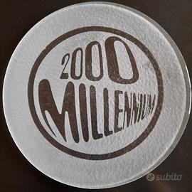 MILLENIUM PIATTO CELEBRATIVO 2000 VETRO SABBIATO