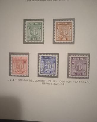 Francobolli Campione d'Italia  Stemma Comune  1944
