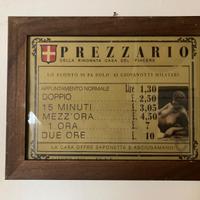 Insegne Tariffario-Regole Casa di Tolleranza 1932