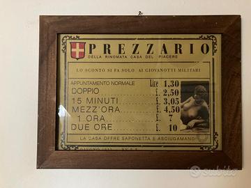 Insegne Tariffario-Regole Casa di Tolleranza 1932