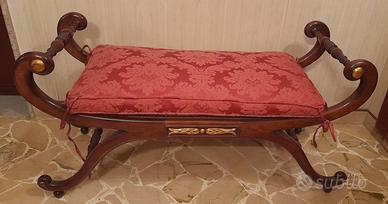 Panca in legno e seduta in vimini + cuscino