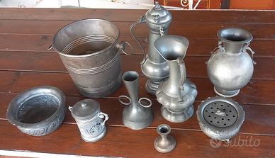 Oggetti in Peltro Vintage ed antichi - 9 pezzi