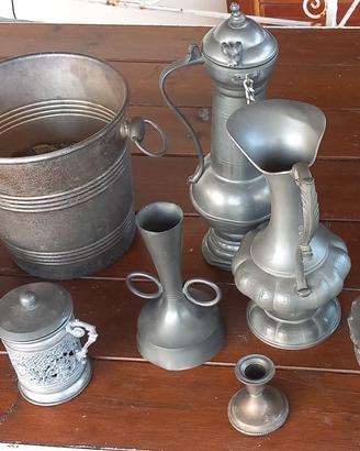 Oggetti in Peltro Vintage ed antichi - 9 pezzi