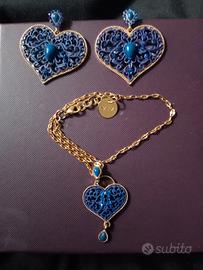 Parure orecchini e bracciale a cuore 