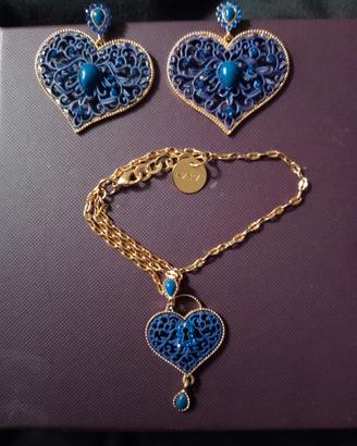 Parure orecchini e bracciale a cuore 