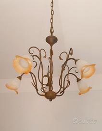 LAMPADARIO CLASSICO IN FERRO BATTUTO