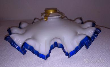 Paralume per lampadario. Bordo blu. Vintage