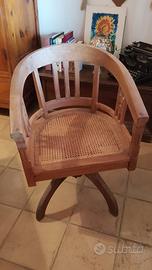 Sedia coloniale artigianale teak e paglia Vienna