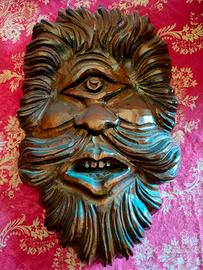 Maschera Legno Ciclope Polifemo Artigianale
