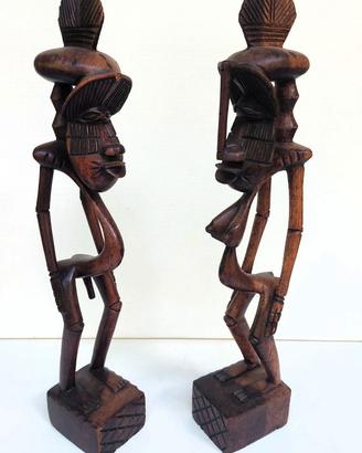 Coppia di sculture Senufo in legno, Costa d’Avorio