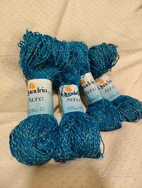 4 matasse di cotone azzurro