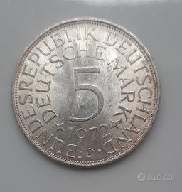 Moneta argento 5 marchi tedeschi 