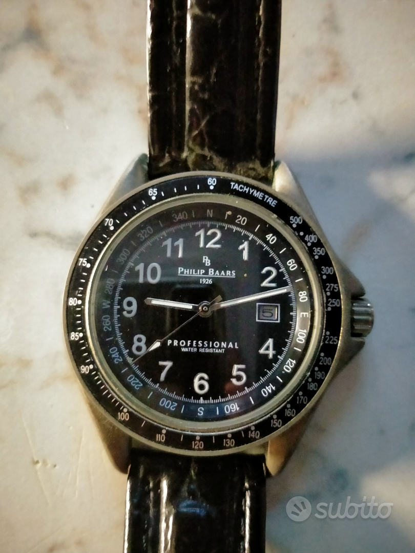 Montre Homme élégante PHILIP BAARS 1926 - Noir Cuir - Collection IMA SAF - Avec étiquettes