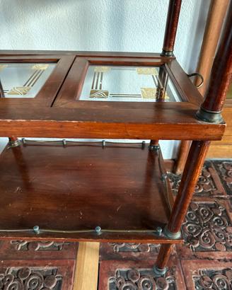 Carrello bar vintage Art Déco legno e vetro