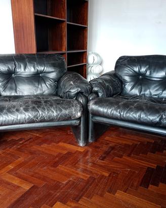 Poltrone in pelle anni 70 Gavina