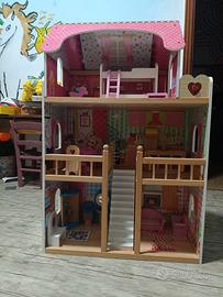 🏠 CASA DELLE BAMBOLE IN LEGNO – CON ACCESSORI 