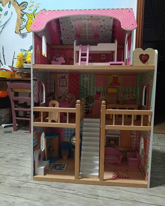 🏠 CASA DELLE BAMBOLE IN LEGNO – CON ACCESSORI 