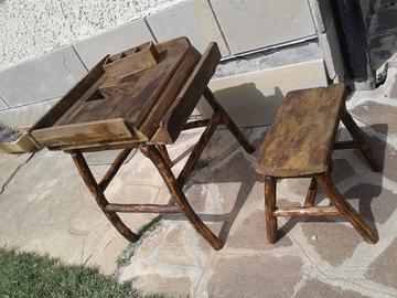 Banchetto e sgabello tipo calzolaio