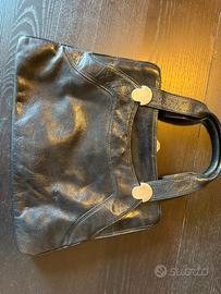 Borsa vintage pelle nera anni ’70 doppio manico