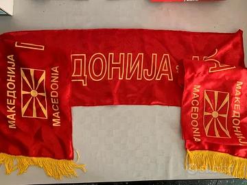 Sciarpa Macedonia Rossa con Frange Gialle